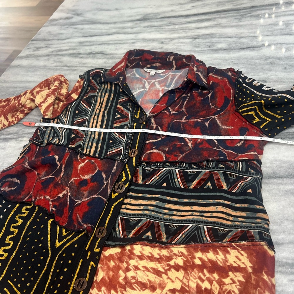 John Mark Multicolor Patchwork Button-Down Tunic … - image 8